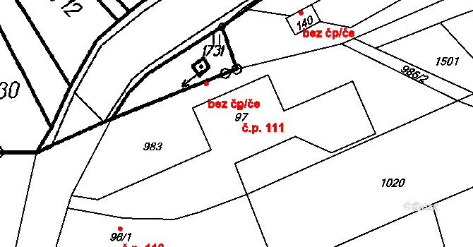 Láryšov 111, Býkov-Láryšov na parcele st. 97 v KÚ Býkov, Katastrální mapa