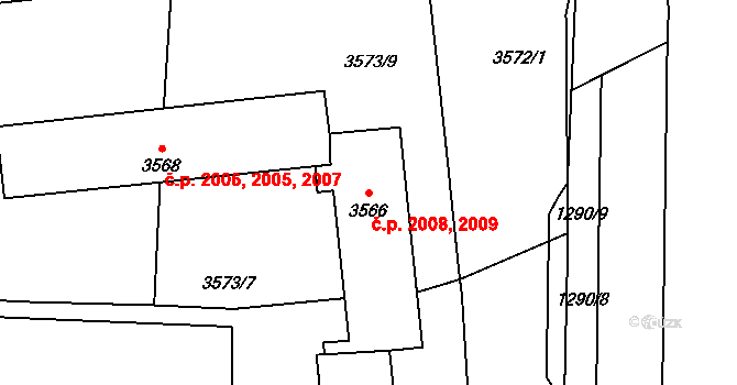 Kročehlavy 2008,2009, Kladno na parcele st. 3566 v KÚ Kročehlavy, Katastrální mapa