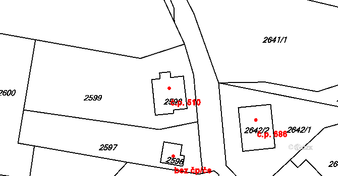 Mimoň I 510, Mimoň na parcele st. 2598 v KÚ Mimoň, Katastrální mapa