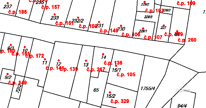 Libochovice 136 na parcele st. 14 v KÚ Libochovice, Katastrální mapa