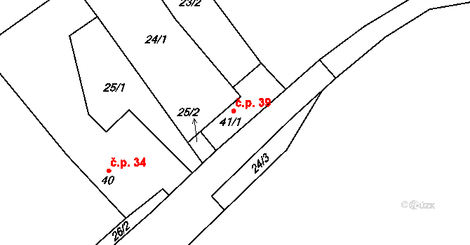 Teplá 39, Třebenice na parcele st. 41/1 v KÚ Teplá u Třebenic, Katastrální mapa