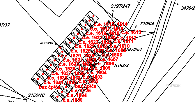 Pelhřimov 1607 na parcele st. 3197/95 v KÚ Pelhřimov, Katastrální mapa