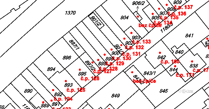 Prosek 129, Praha na parcele st. 899 v KÚ Prosek, Katastrální mapa