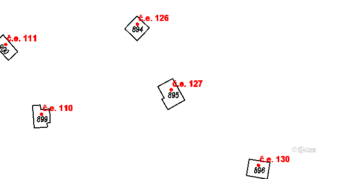 Horákov 127, Mokrá-Horákov na parcele st. 895 v KÚ Horákov, Katastrální mapa