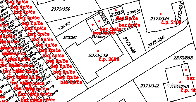 Předměstí 2696, Opava na parcele st. 2373/549 v KÚ Opava-Předměstí, Katastrální mapa