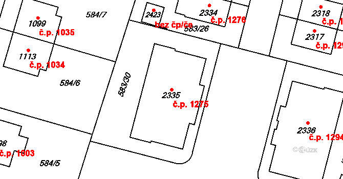 Třebechovice pod Orebem 1275 na parcele st. 2335 v KÚ Třebechovice pod Orebem, Katastrální mapa