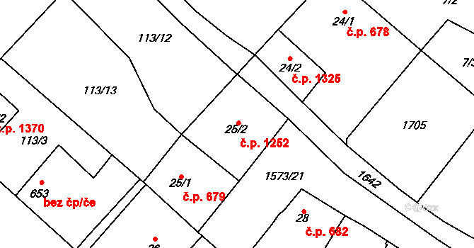 Litovel 1252 na parcele st. 25/2 v KÚ Litovel, Katastrální mapa