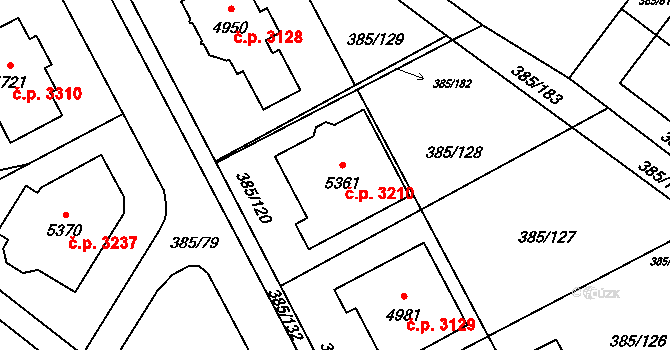 Břeclav 3210 na parcele st. 5361 v KÚ Břeclav, Katastrální mapa