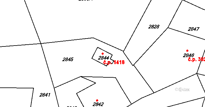 Smržovka 1418 na parcele st. 2844 v KÚ Smržovka, Katastrální mapa