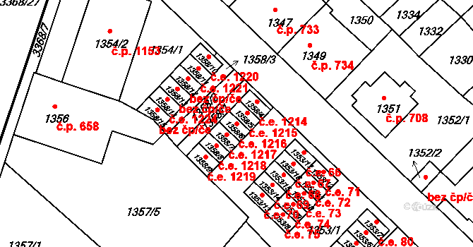 Pelhřimov 1216 na parcele st. 1358/6 v KÚ Pelhřimov, Katastrální mapa