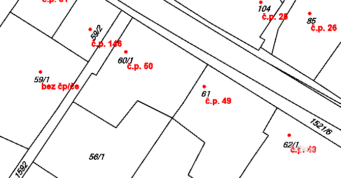 Chcebuz 116, Štětí na parcele st. 60/2 v KÚ Chcebuz, Katastrální mapa