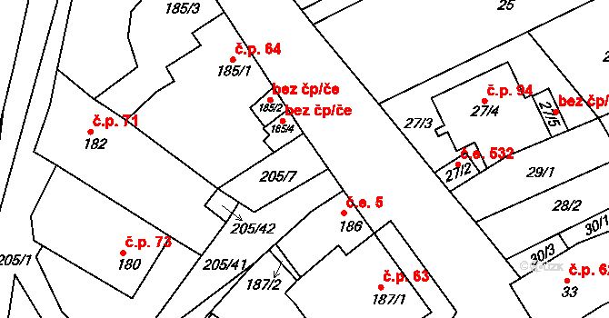 Sedlešovice 6, Nový Šaldorf-Sedlešovice na parcele st. 205/7 v KÚ Sedlešovice, Katastrální mapa