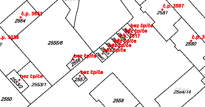 Chomutov 39097480 na parcele st. 2564/2 v KÚ Chomutov I, Katastrální mapa