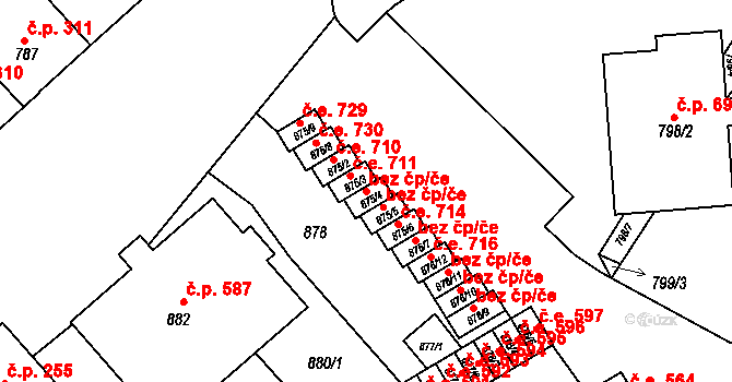 Vyškov 39757480 na parcele st. 875/4 v KÚ Vyškov, Katastrální mapa