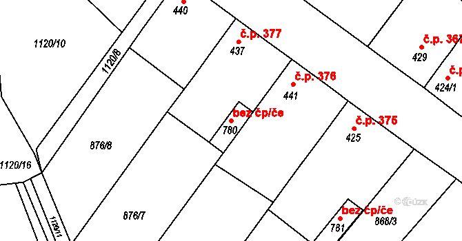 Dašice 42099480 na parcele st. 780 v KÚ Dašice, Katastrální mapa