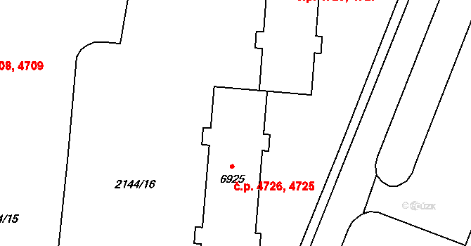 Zlín 4725,4726 na parcele st. 6925 v KÚ Zlín, Katastrální mapa