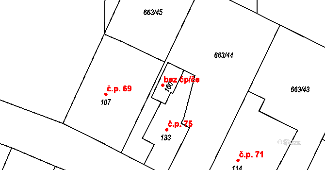 Hrádek 46150480 na parcele st. 160 v KÚ Tedražice, Katastrální mapa