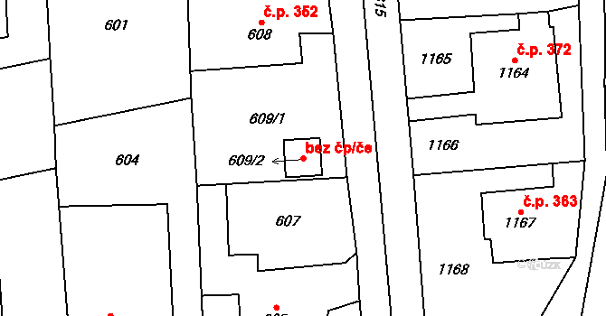 Baška 46607480 na parcele st. 609/2 v KÚ Baška, Katastrální mapa