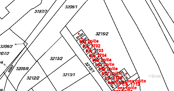 Chomutov 1703 na parcele st. 3215/6 v KÚ Chomutov I, Katastrální mapa