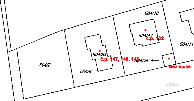 Lipno nad Vltavou 145,146,147 na parcele st. 504/83 v KÚ Lipno nad Vltavou, Katastrální mapa