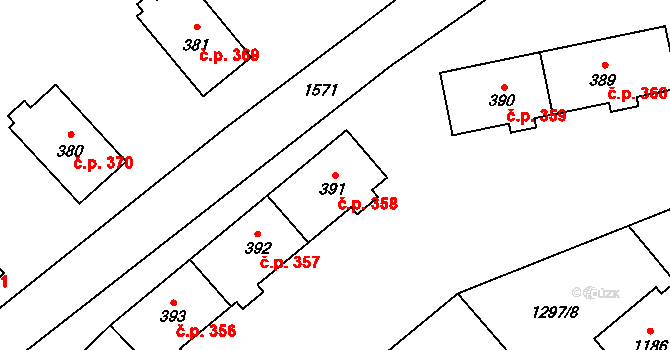 Holýšov 358 na parcele st. 391 v KÚ Holýšov, Katastrální mapa