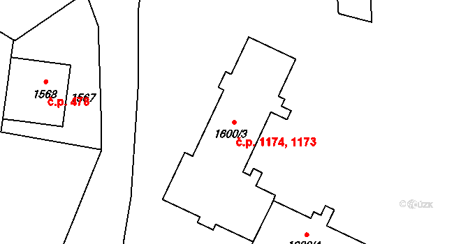 Mohelnice 1173,1174 na parcele st. 1600/3 v KÚ Mohelnice, Katastrální mapa