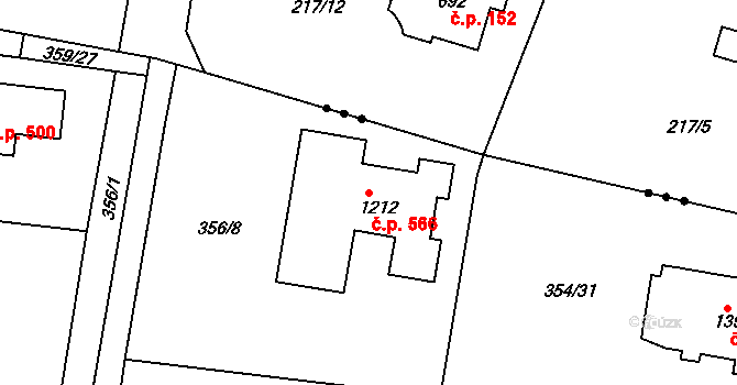 Ohrobec 566 na parcele st. 1212 v KÚ Ohrobec, Katastrální mapa
