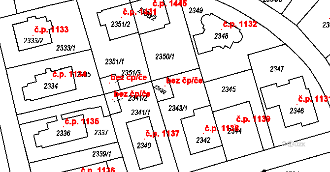Praha 100430481 na parcele st. 2343/2 v KÚ Vršovice, Katastrální mapa