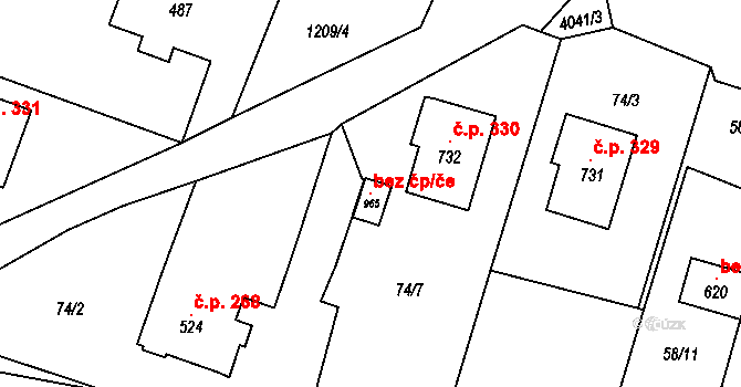 Opatov 102684481 na parcele st. 965 v KÚ Opatov v Čechách, Katastrální mapa