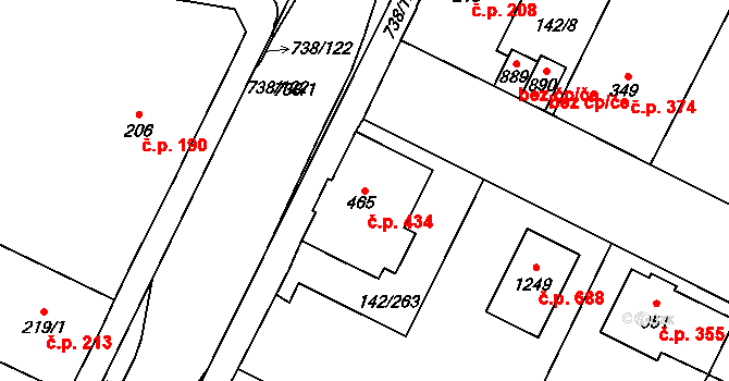 Chotěšov 434 na parcele st. 465 v KÚ Chotěšov, Katastrální mapa