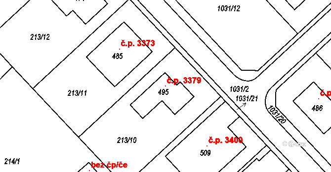 Šumperk 3379 na parcele st. 495 v KÚ Horní Temenice, Katastrální mapa