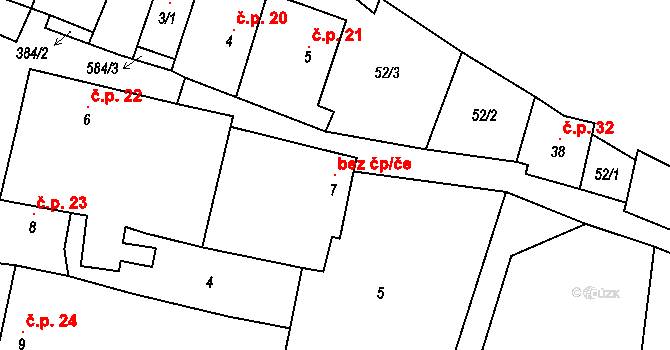 Třebívlice 105742481 na parcele st. 7 v KÚ Šepetely, Katastrální mapa
