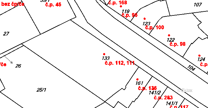Vrbátky 111,112 na parcele st. 133 v KÚ Vrbátky, Katastrální mapa