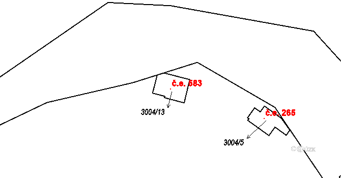 Lančov 583 na parcele st. 3004/13 v KÚ Lančov, Katastrální mapa