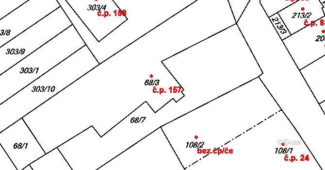Přerov VIII-Henčlov 157, Přerov na parcele st. 68/3 v KÚ Henčlov, Katastrální mapa