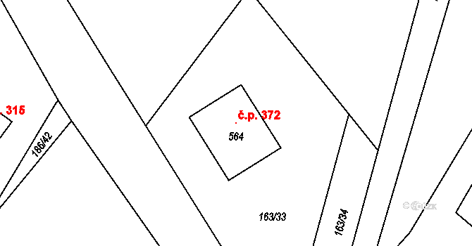 Sedlec 372, Sedlec-Prčice na parcele st. 564 v KÚ Sedlec u Votic, Katastrální mapa