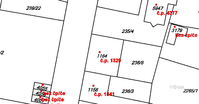 Jablonec nad Nisou 1329 na parcele st. 1164 v KÚ Jablonec nad Nisou, Katastrální mapa