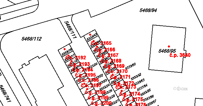 Jihlava 2168 na parcele st. 5333/46 v KÚ Jihlava, Katastrální mapa