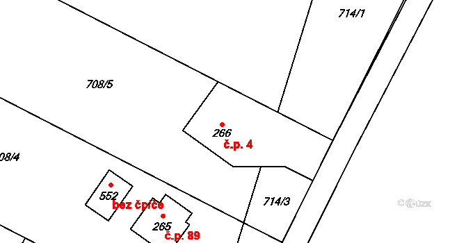 Guty 4, Třinec na parcele st. 266 v KÚ Guty, Katastrální mapa