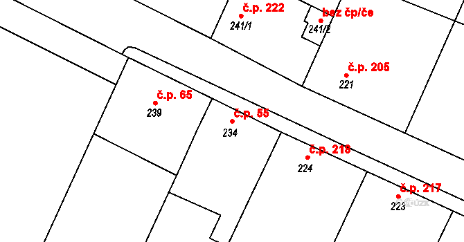 Černuc 55 na parcele st. 234 v KÚ Černuc, Katastrální mapa