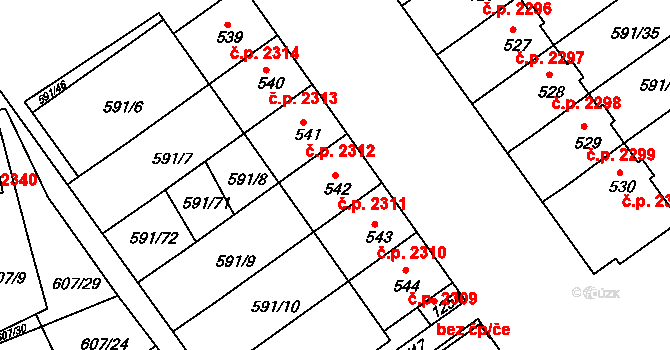 Nětčice 2311, Kyjov na parcele st. 542 v KÚ Nětčice u Kyjova, Katastrální mapa