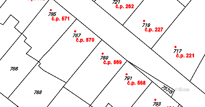 Moravský Písek 569 na parcele st. 789 v KÚ Moravský Písek, Katastrální mapa
