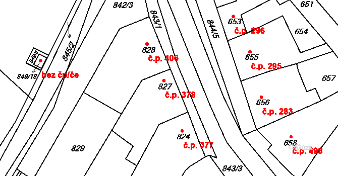 Svatobořice 378, Svatobořice-Mistřín na parcele st. 827 v KÚ Svatobořice, Katastrální mapa