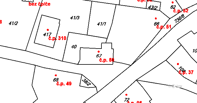 Sedlec 50, Sedlec-Prčice na parcele st. 67 v KÚ Sedlec u Votic, Katastrální mapa