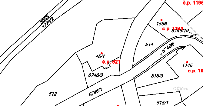 Kraslice 621 na parcele st. 45/1 v KÚ Kraslice, Katastrální mapa