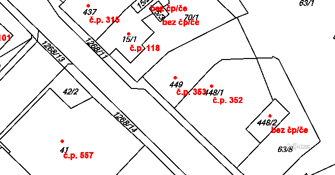 Hejnice 353 na parcele st. 449 v KÚ Hejnice, Katastrální mapa