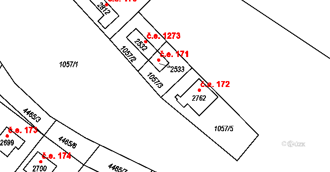 Ostravice 171 na parcele st. 2533 v KÚ Ostravice 1, Katastrální mapa