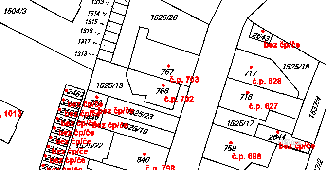 Třebechovice pod Orebem 702 na parcele st. 766 v KÚ Třebechovice pod Orebem, Katastrální mapa
