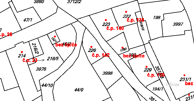 Cvikov II 142, Cvikov na parcele st. 226 v KÚ Cvikov, Katastrální mapa