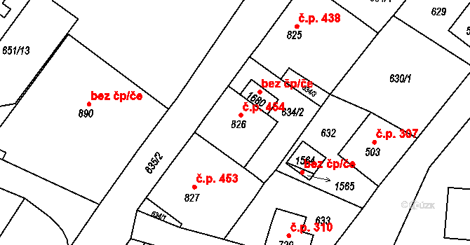 Cvikov II 454, Cvikov na parcele st. 826 v KÚ Cvikov, Katastrální mapa